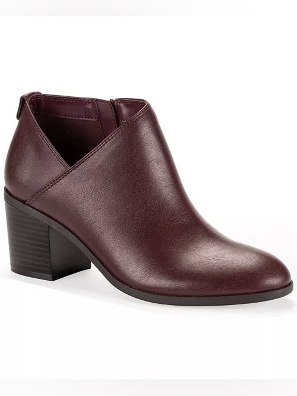 ♥️♥️ Style & Co. Felaa Asymmetrical Block Heel Booties - Port Wine